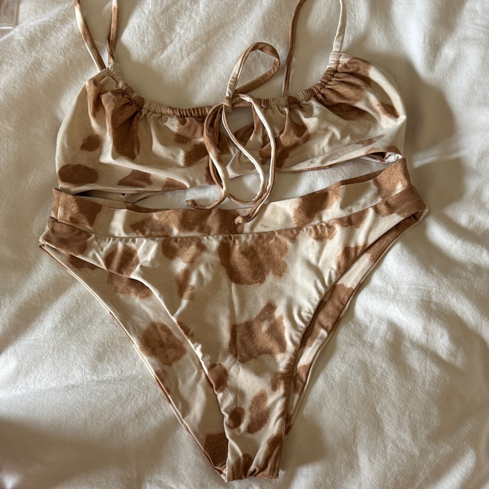Darlin Tan and Cream Cow Print Bikini